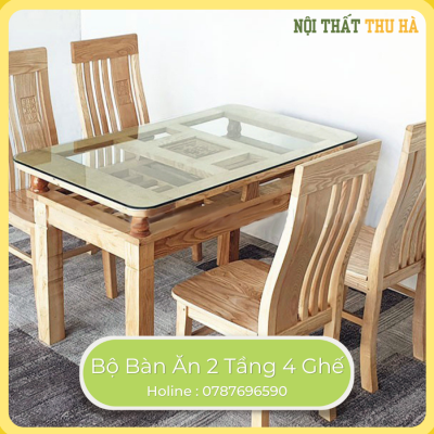 Bộ bàn ăn 2 tầng 4 ghế