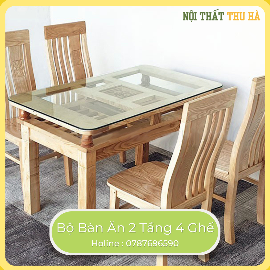 Bộ bàn ăn 2 tầng 4 ghế
