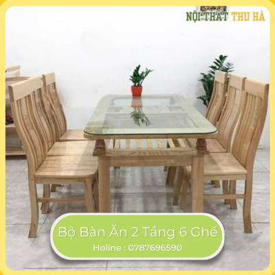 Bộ bàn ăn 2 tầng 6 ghế