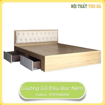 Giường Gỗ Đầu Bọc Nệm